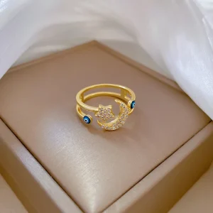 Star Moon Zircon Adjustable Party Minimalist Rings