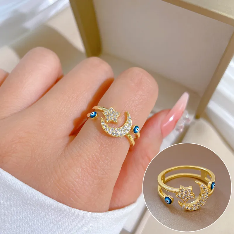 Star Moon Zircon Adjustable Party Minimalist Rings