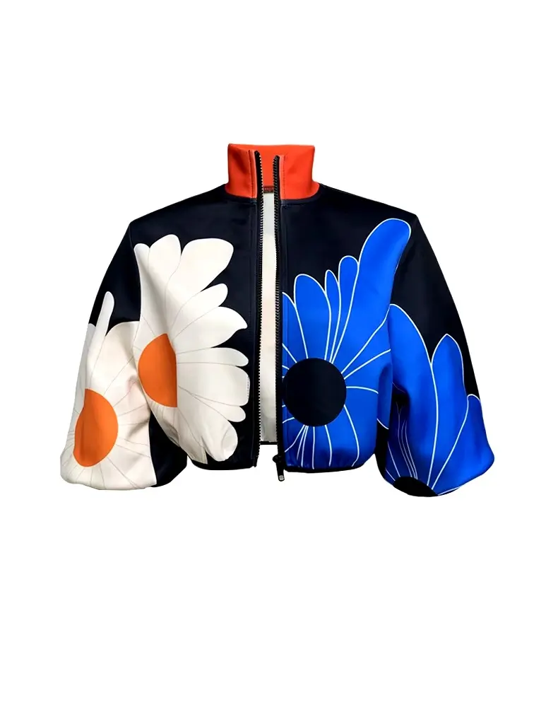 Casual Printed Zipper Fly Long Sleeve Jackets Outerwear
