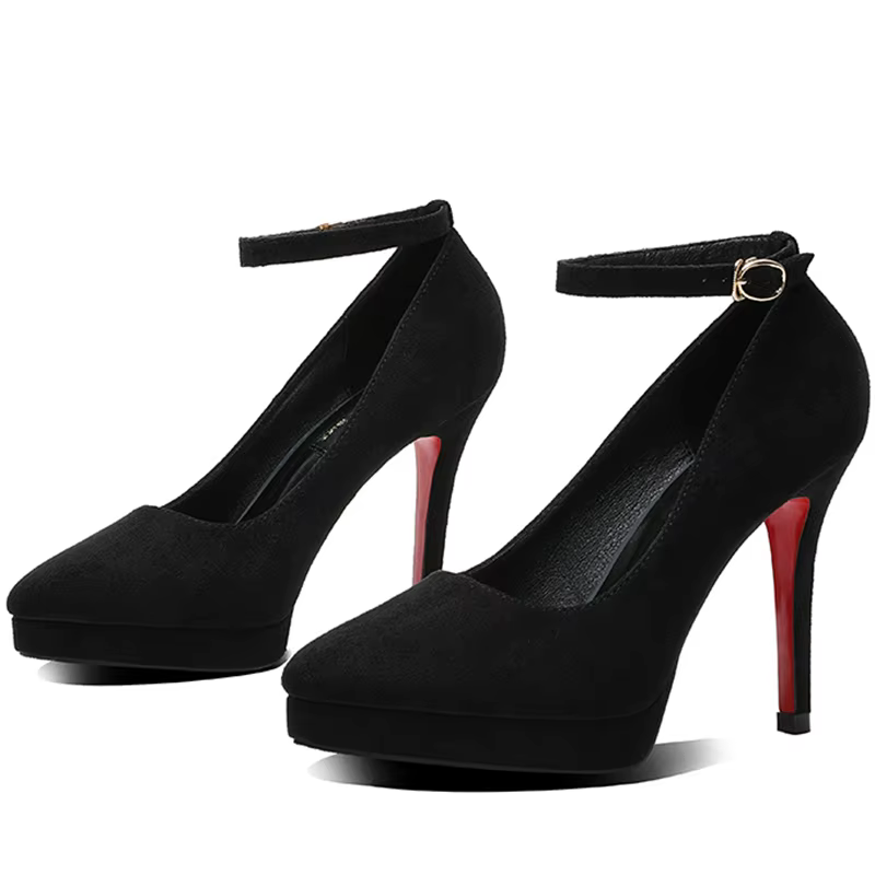 Classic Strappy Pumps Platform Round Head Ankle Strap High Heels Sandals