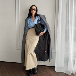 Elegant Slim With Package Hip Stylish High Waist Pockets Split Skirts
